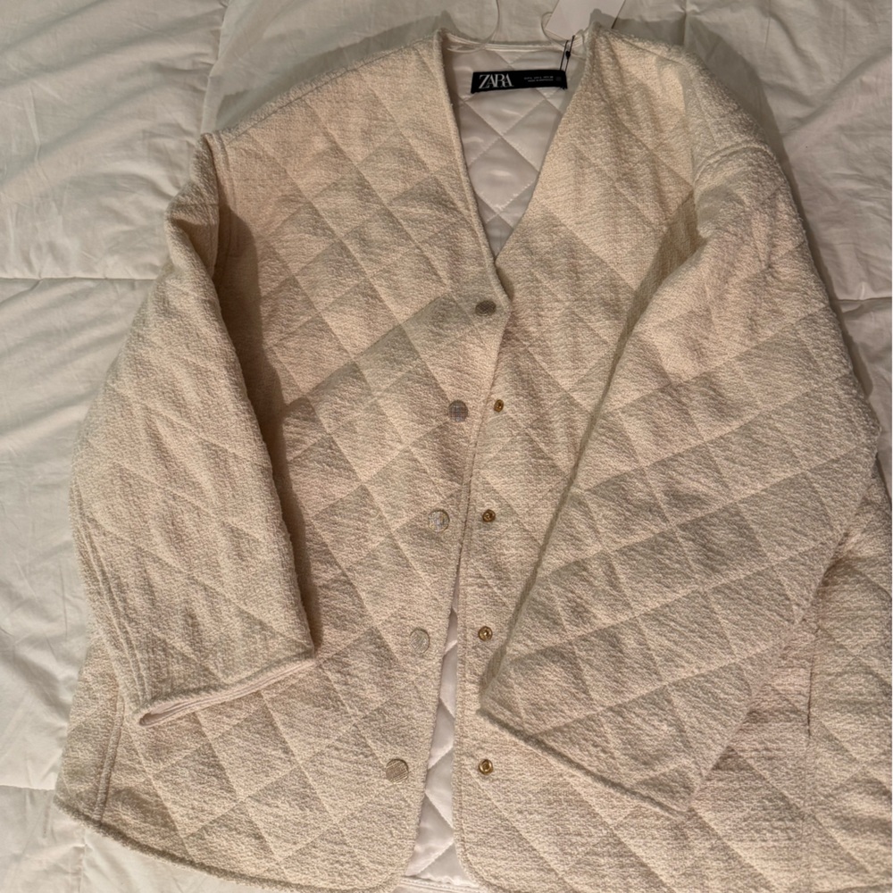 NWT Zara Cream Quilted Women's Jacket